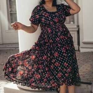 Ivy City Co. Elena Rose Metallic Midi Dress